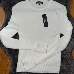 Lulus ivory ribbed knit long sleeve sweater top